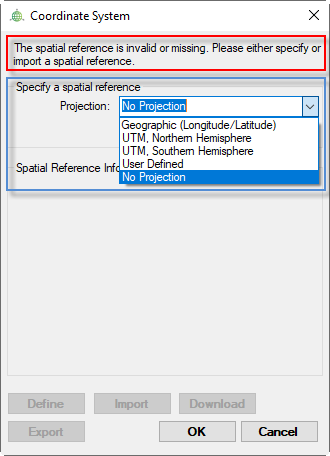 Figure 1: The Coordinate System specification window