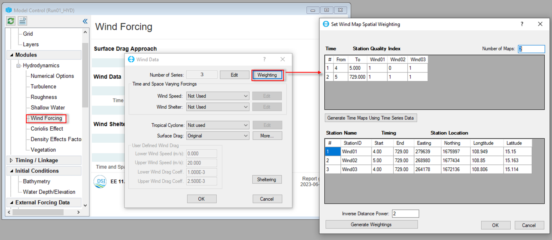 Figure 5. Set the Wind Station quality indexes.