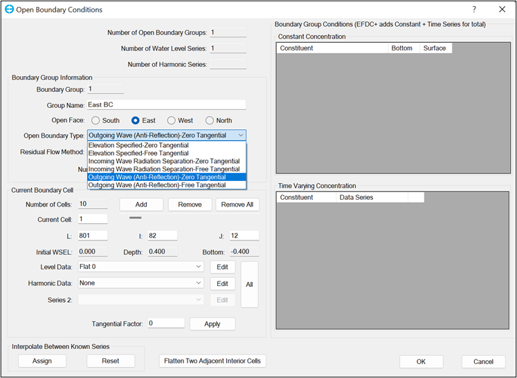 Figure 1. Open boundary tab