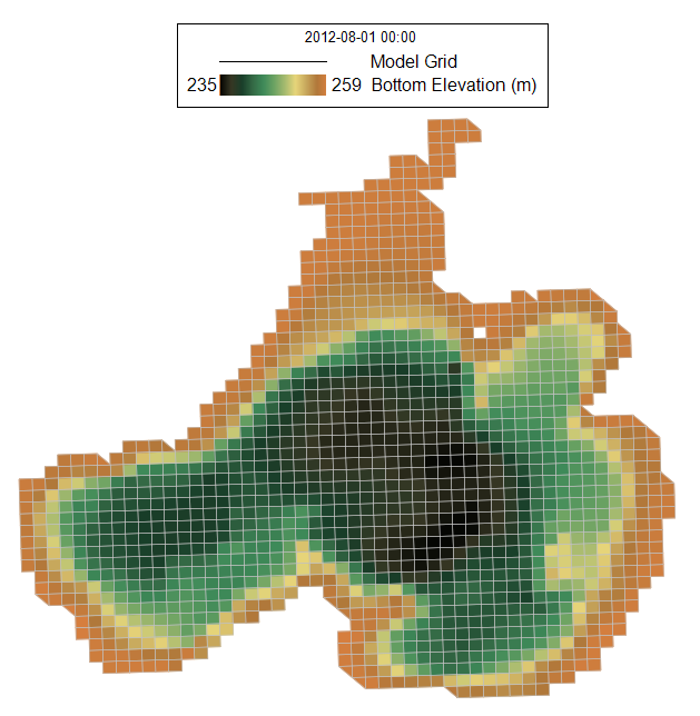 Figure 1b. Model grid and Lake Bathymetry