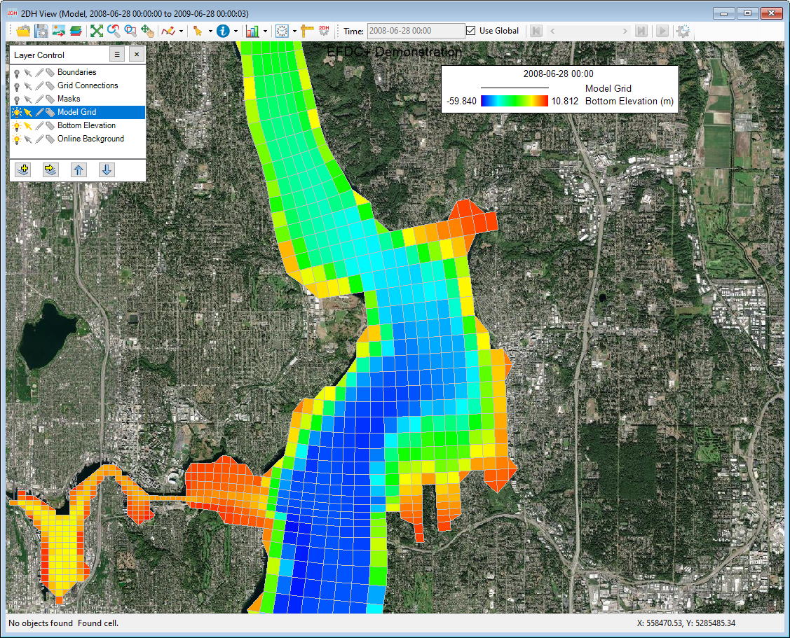 Figure 3. The grid, after changing the edge cells of the whole domain to triangular cells
