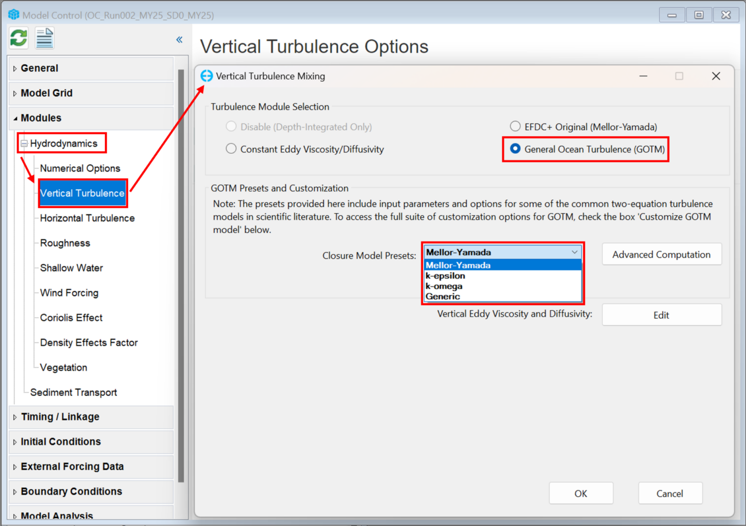 Figure 1. GOTM Turbulence settings