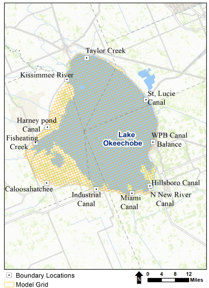 Figure 1. Map of boundary locations in Lake Okeechobee.
