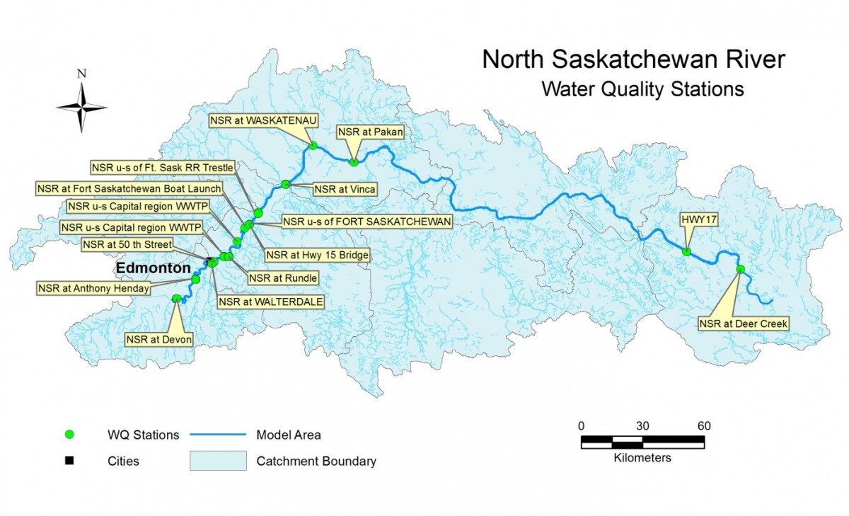 North Saskatchewan River — water quality modeling site, Alberta, Canada.