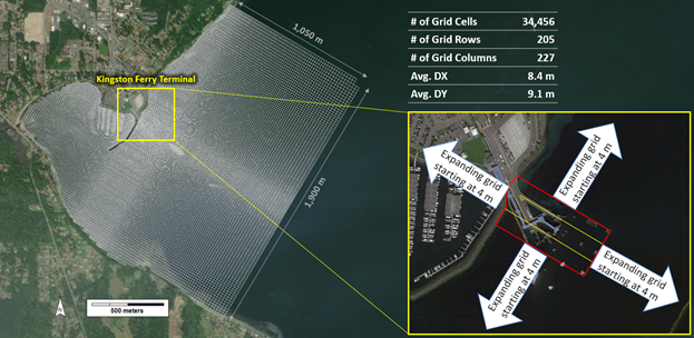 Figure 2. EFDC+ Model Grid at the Kingston Ferry Terminal.