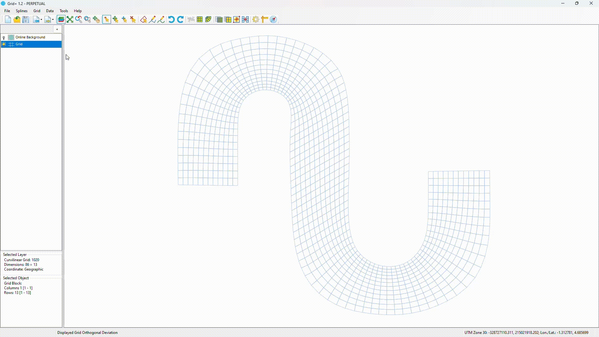 Demonstration of global orthogonalization of a grid.
